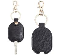 GORGECRAFT 2 Stück Schlüsselanhänger Mit Kaputter Schlüsselhülle Schwarzes PU Leder Rechteckig Ersatz Anhängerhülle Schutzhalter Abdeckungen Für Schlüssel Mit Goldfarbenem Eisenringverschluss Aus