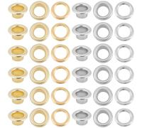 GORGECRAFT 200 Set Metallösen Für Stoff 6mm Loch Silber Goldenes Eisen Selbstklebendes Ösen Set Quicklet Ösen Mit Unterlegscheiben Zum Reparieren von Perlenkernen Kleidung Schuhen Leder Segeltuch DIY