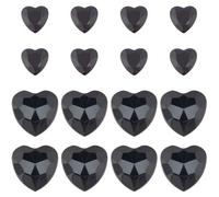 GORGECRAFT 200Stk Schwarze Herz-Strasssteine In 2 Größen Flache Rückseite Facettierte Acryl-Strasssteine Flache Rückseite Kunststoff-Edelsteine Modeschmuck Verzierungen Für Schmuckherstellung Nähen