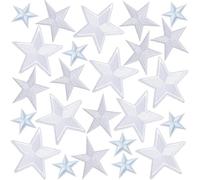GORGECRAFT 24 Stück 3 Stile Stern Aufbügler Weiß Fünfzackig Bestickter Stoff Reparaturflicken Sterne Zum Aufnähen Applikation Zum Nähen von Kleidung Jacken Jeans Pullovern Hüten Schuhen Taschen Dekora