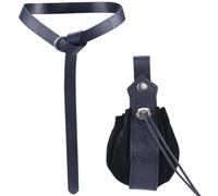 GORGECRAFT 2Stk Mittelalterliche Wikinger-Gürteltasche Retro-O-Ring-Gürtel Aus Schwarzem Kunstleder Keltischem Knoten-Prägung Tragbare Kordelzug-Geldbörse Würfeltaschen-Set Halloween Cosplay zubehör