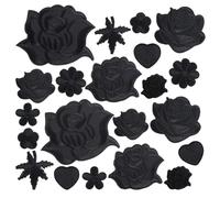 GORGECRAFT 30Stk 10 Stile Blumen-Aufnäher Zum Aufbügeln Schwarze Rose Boho-Stil Liebesherz Blatt Stoff-Reparaturflicken Bestickte Blumenapplikation Zum Aufnähen Für Pullover Hüte Kleidung Taschen