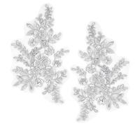 GORGECRAFT 3D-Pailletten-Perlen Bestickte Spitzen-Applikation Blumen Blätter Zum Aufnähen Besatzflicken Glitzerperlen Blumenkragen Stoff Bastel-Dekoration Flicken Zum Nähen von Kleiderhosen Weiß