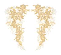 GORGECRAFT 3D Pailletten-Spitzen-Applikation Stickerei Zum Aufnähen Auf Blätter Blumen Kragenbesatz Aufnäher Blumenmotiv Stoff Basteln Dekoration Flicken Zum Nähen Hochzeit DIY Kleidung Tasche Gold