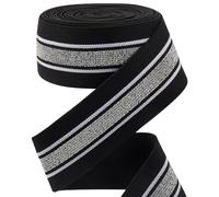 GORGECRAFT 4.3m 40mm Breit Silber Weiß Gestreiftes Gummiband Schwarzes Flaches Dehnbares Gurtband Näh Und Strickband Zierband Für Heimwerker Taillenbänder Stirnbänder Taschen Kleidungsstücke Zubehör