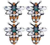 GORGECRAFT 4 Stück Bienen-Perlen-Strass-Stickerei-Aufnäher Insekten-Applikation Kristall-Brosche Zum Aufnähen Für Jeans Jacken Kleidung Scrapbooking Handtaschen Schuhe DIY Dekorative Aufnäher