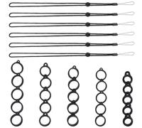 GORGECRAFT 46-Teiliges Anti-Verlust-Halsketten-Lanyard-Set Bestehend Aus 40 Silikon-Gummiringen In 5 Größen 6 verstellbaren Lanyard-Schnur-Anhängerhaltern Aus Schwarzem Gummi Für Stifte Schlüssel Büro