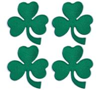 GORGECRAFT 4Stk 77mm Glückskleeblatt-Aufnäher Zum Aufbügeln St. Patrick's Day Kleeblatt Tuch Bestickte Aufnäher Pflanzen Irisches Kleeblatt Auf Applikationen Für Uniformen Hüte Accessoires (Grün)