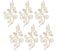 GORGECRAFT 5 Paar Blumen Stickerei Applikation Goldener Besatz Glitzernd Ethnischer Stil Zum Aufnähen Und Aufbügeln Kranz Patch Florale Bestickte Applikationen Für Heimwerker Nähen Basteln Hochzeitskl