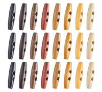 GORGECRAFT 64 Stück 8 Farben Olivgrüne Knebelknöpfe 50mm Lang Hornförmiges Holzknopf Zubehör 2 Löcher Holzknöpfe Für Pullover Und Mäntel Ersatz Für Jacken Kleidung Nähen DIY Kunsthandwerksprojekte