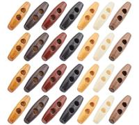 GORGECRAFT 84 Stück Knebelknöpfe In 7 Farben 45mm Lang Hornförmig Holzknopf Zubehör 2 Löcher Holzknöpfe Für Pullover Und Mäntel Ersatz Für Jacken Kleidung Nähen DIY Kunst Bastelprojekte