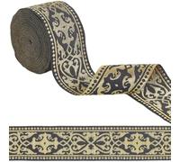 GORGECRAFT 9 m Jacquard Webband 5cm Schwarz Gold Blumenmuster Ethno Vintage Bestickte Borte Fransen Jacquard Gurtband Geldbörsengurt Gürtel Für Taschen Kleidung Vorhänge Nähen Basteln Geschenkverpacku
