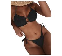 GORGLITTER Bikini Damen Set Neckholder Bikini Top High Waist Bikini Set Tanga Sexy Leoparden Bikini Triangel Bikini Zweiteiliger Badeanzug Bademode Swimsuit Schwarz S