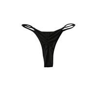 GORGLITTER Damen Bikini-Hose Basic Tangas mit Falten Sommer Bikinihose Gerafft Bikini Tanga Strand Bikinis Unterteil Urlaubsoutfit Schwarz XS