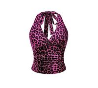 GORGLITTER Damen Trägertop mit Leopardmuster Y2K Top Festival Outfit Oberteil Neckholder Partytop Heißes Pink XXS