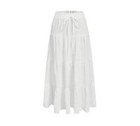 GORGLITTER Maxirock Damen Lang Strandrock Sommerrock Mit Gummizug Langer Rock Trachtenrock Musselin Rock Hochzeitsgast Outfit Weiß L