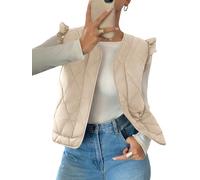 GORGLITTER Steppweste Damen Leicht Ärmellose Weste Gefütterte Jacke Damenwesten Oberteil Vorne Offen Winter Jacke Herbst Outfit Aprikosenfarben S