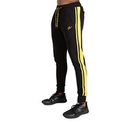 Gorilla Wear Banks Pants - Schwarz/Gelb zum Sport Freizeit Arbeit Outdoor Alltag Baumwolle Polyester mit Logo Bequem Streifen auf den Beinen Workout Bekleidung Joggen Laufen, XXL