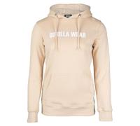 Gorilla Wear - Charlotte Hoodie - Beige - Bodybuilding Sport Freizeit Alltag leicht bequem mit Logo Aufdruck aus Baumwolle und Polyester optimale Bewegungsfreiheit, XS