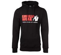 Gorilla Wear - Classic Hoodie - Schwarz - Bodybuilding Sport Alltag Freizeit mit Logo Aufdruck leicht und bequem für optimale Bewegung aus Polyester und Spandex, S
