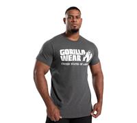 Gorilla Wear Classic T-Shirt - klassisch mit Logo zum Sport Training Workout Normale Passform Baumwolle Bodybuilding (DE/NL/SE/PL, Alphanumerisch, 4XL, Regular, Regular, Dunkelgrau)