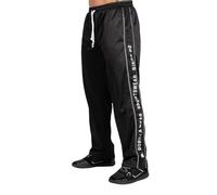 Gorilla Wear Functional Mesh Pants - schwarz/weiß - Bodybuilding und Fitness Hose für Herren mit Logo Aufdruck zum Sport Alltag Freizeit Joggen Laufen bequem leicht, L/XL