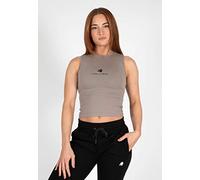 Gorilla Wear - Livonia Crop Top - Beige - Bodybuilding Sport Alltag Freizeit mit Logo Aufdruck leicht und bequem für optimale Bewegung aus Baumwolle Elasthan, XS