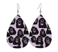 Gorillas bedruckte Ohrringe aus Leder in Tropfenform | High-End-Design, leichte Luxus-Ohrringe