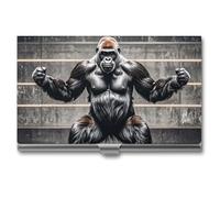 Gorillas in Fitness Gym Visitenkartenetui für Männer & Frauen, professionelles Kartenetui mit Schnallenverschluss, kompaktes und tragbares Metalletui für Büroangestellte, Stil, Einheitsgröße