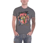 Gorillaz T Shirt Group Circle Rise Band Logo Nue offiziell Herren Charcoal Grau
