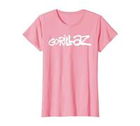 Gorillaz White Paint Brush Logo T-Shirt, Damen, Rosa, XS