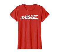 Gorillaz White Paint Brush Logo T-Shirt, Damen, Rot, XS