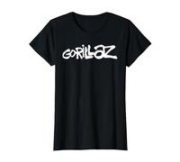Gorillaz White Paint Brush Logo T-Shirt, Damen, Schwarz, XXL