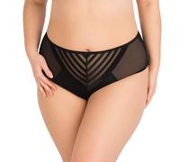 Gorsenia Dame Slip Hoher Bund Voll Netz Spitze Gemustert Klassisch Unterhose K811 Yoko, Schwarz,4XL