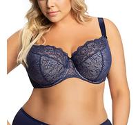 Gorsenia K357 Blanca Bügel BH Dame Dessous Spitze Geblümt Regulierbar Setteil EU, Dunkelblau,65I