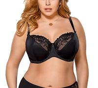 Gorsenia K378 Victoria Soft BH Dame Maxi Stickerei Regulierbar Setteil EU, Schwarz,90E