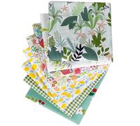 Gorsmoon 8er Set Baumwollstoff Meterware 50x50cm-Hochdichter Baumwollstoff Nähen,Patchwork&Quilten-Stoffpaket mit Tiermotiven,Blumen,Punkten&Karos für DIY-Handarbeiten (8, Botanischer Grün-Mix)