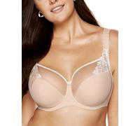 Gorteks Lingerie EGERIE-B3 halb gepolsterter BH mit Stickerei, Komfort BH Damen mit Bügel, große Größen Damen Unterwäsche, BH für große und kleine Brüste - 90D, Beige