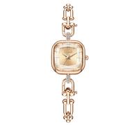 Gosasa Zierliche quadratische Quarzuhr für Damen, mit Edelstahl-Kettenglied-Armband, elegantes Kleid, Armreif, Armbanduhr, Geschenk für Mutter, Frau, Roségold, modisch