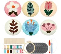 Goshoppers 28 Stück Stickset Punch Needle Stickrahmen DIY Kreativ Basteln Sticken Set Erwachsene Garn Prickelnadel Embroidery Kit Häkelset für Anfänger Handarbeit,Stricken Zubehör (Stil 01)