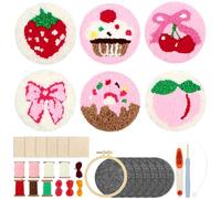 Goshoppers 28 Stück Stickset Punch Needle Stickrahmen DIY Kreativ Basteln Sticken Set Erwachsene Garn Prickelnadel Embroidery Kit Häkelset für Anfänger Handarbeit,Stricken Zubehör (Stil 02)