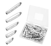 Gosknor 100st Broschennadeln, 20mm/25mm/32mm/38mm/45mm Sicherheitsnadeln zum Basteln Flache Metallrückseite Stabnadeln für die Herstellung von Selbstgemachtem Schmuck Abzeichen Namensschilder