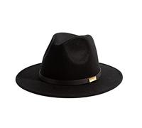 Gossifan Fedora Hüte für Herren mit breiter Krempe Panamahut mit klassischem Gürtel, A-Gürtel schwarz, 7 1/8 / 7 1/4