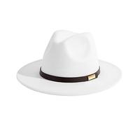 Gossifan Fedora Hüte für Herren mit breiter Krempe Panamahut mit klassischem Gürtel, B-Gürtel weiß, 7 1/8 / 7 1/4