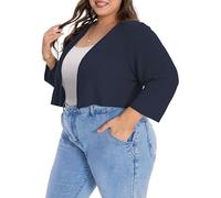 Gosunny Damen Plus Size Strickjacke Gestrickte Kurze Bolero Front Jackenhemd(Marineblau,3XL)