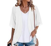 Gosunny Frauen Sommer Bikini Kimono Chiffon Leichte Strickjacke Lose Casual Cardigan（Weiß，L）