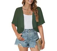 Gosunny Mädchen Bolero Shrug Elegante Weiche Chiffon Kurzblazer Casual Kurzarm Tops für Formelle Kleider（Dunkelgrün，S）