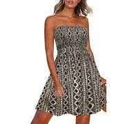 Gosunny Party Kleider Damen Elegant Schulterfreie Strandkleid Sommer Bikini Knielang Cover Up（Boho Druck，M