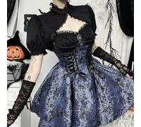 Goth Bolero Crop Shrug Top Frauen Punk Puff Ärmel Y2k viktorianischen Rave Mock Neck