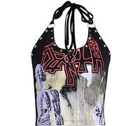Goth Neckholder Nieten Crop Top Tie Dye Korsett Tops für Frauen Fairy Grunge Rückenfrei Strand Tank Cami Punk Lace Up Sommer Camisole, Goth Crop Top Lace Up Bustier Tops, Klein